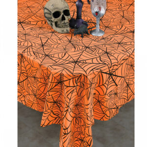 Orange Spinnweben Tischdecke für Halloween  Tischdeko