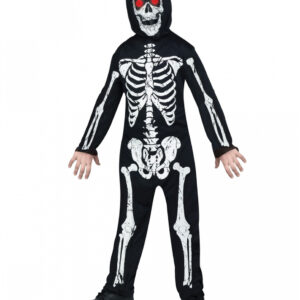 Skelett Kinderkostüm mit Leuchtaugen  Kostüm S / 4-6 J
