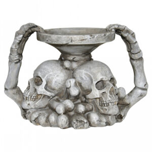 Totenschädel Kerzenhalter mit Knochenarm 18cm  Halloween Deko
