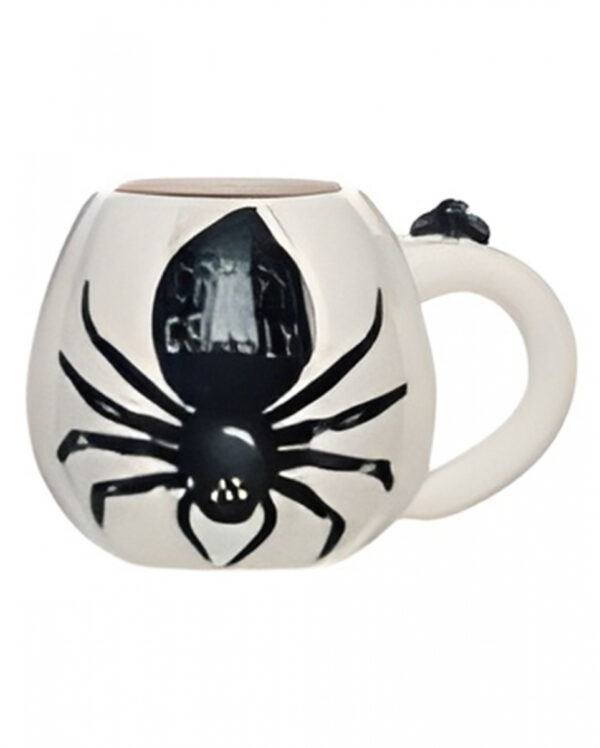 Weiße Kürbis Tasse mit schwarzer Spinne ★