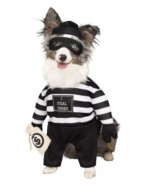 Einbrecher Hunde-Kostüm für Karneval L (ca. 13 - 20 kg)