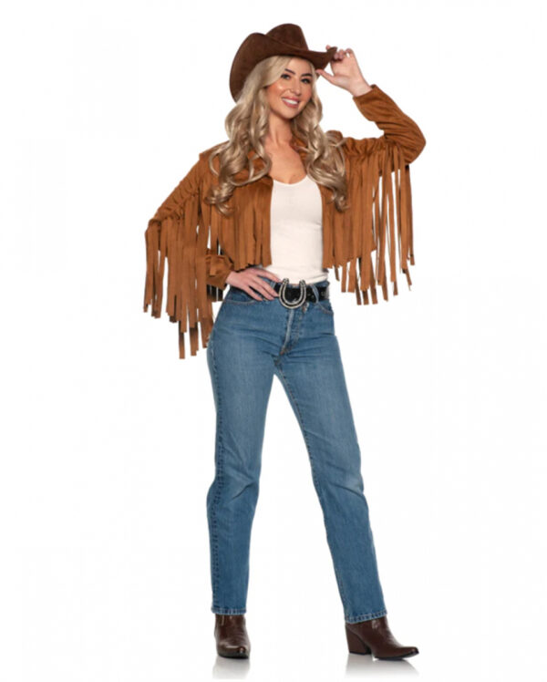 Wild West Damen Jacke mit Fransen für Cowgirl Verkleidungen XL