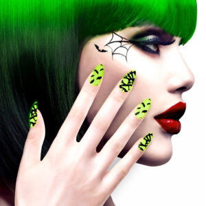 Grüne Neon Fingernägel mit Fledermaus Motiv 12 St. kaufen!