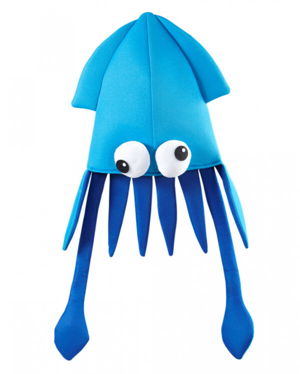 Tintenfisch Mütze Blau   Kraken Hut für Fasching