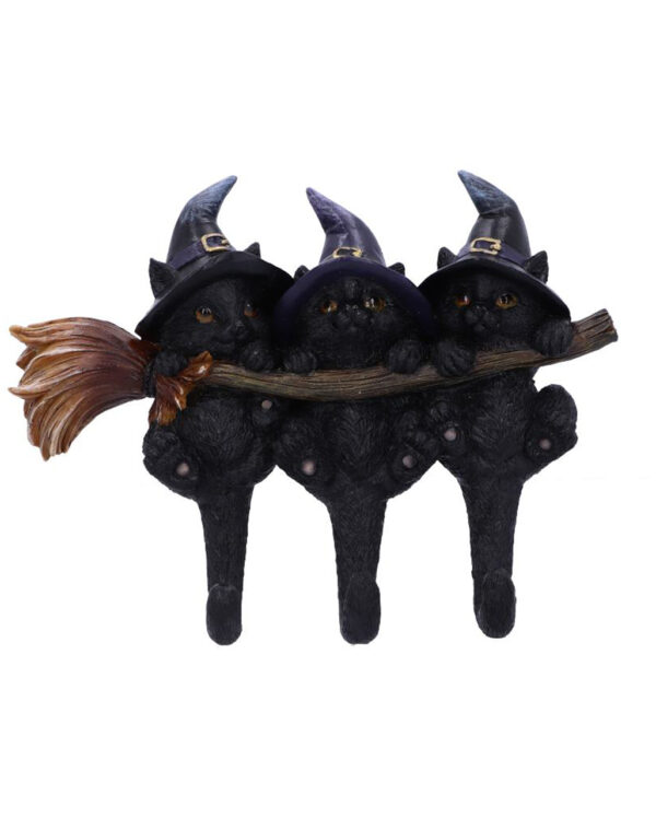 drei hexen kaetzchen als schluesselbrett witches helpers key hanger halloween wohnaccessoire 52694 01
