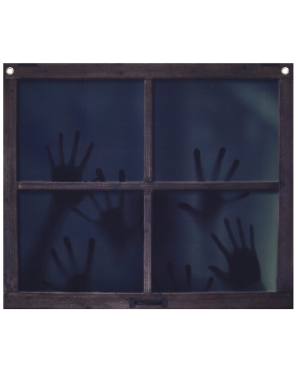 fenster mit unheimlichen schattenhaenden window with creppy shadow hands halloween dekoration 55445 03