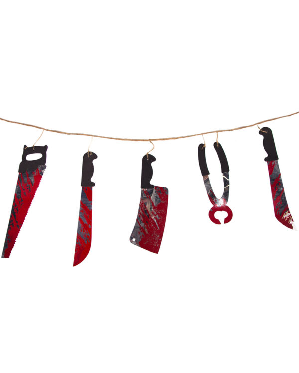 folterwerkzeug girlande halloween dekoration blutiges werkzeug blutige horror deko 16338 neu