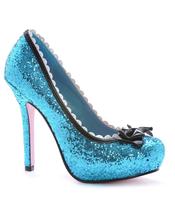 glitter pumps mit schleife blau elegante high heels mit blauem glitzer 25339