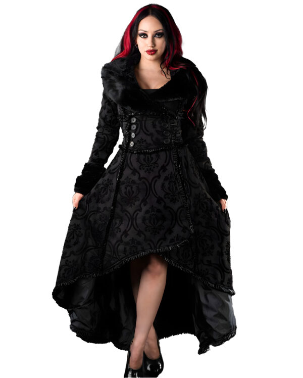 gothic brokat mantel evil queen gothicjacke gothickleidung black brocade coat 29998 01
