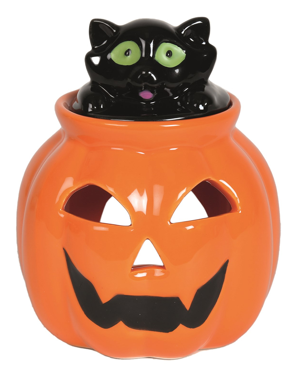 halloween kuerbis mit katze duftlampe halloween pumpkin with cat wax melt burner 54871 01