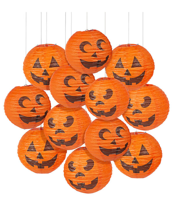 halloween kuerbis lampion 12er pack halloween dekoration gespenster deko pumpkin lampion decoration 26640 01