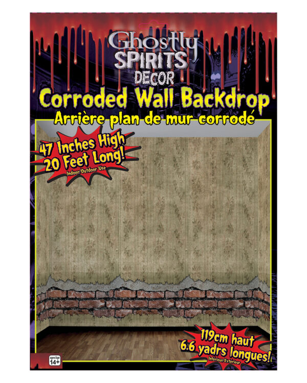 haunted house wand deko folie corroded wall backdrop 37812 01