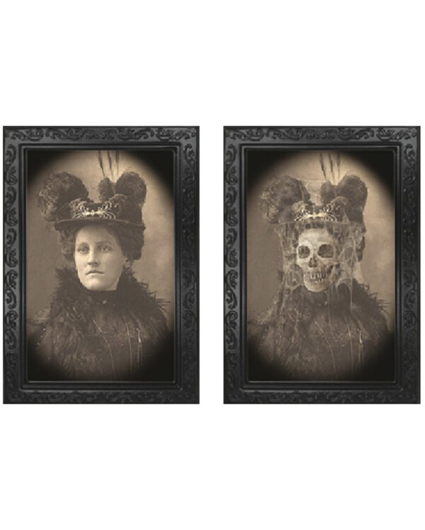 hologramm wandbild skelett graefin hologram picture skull countess halloween wanddeko 53310 neu