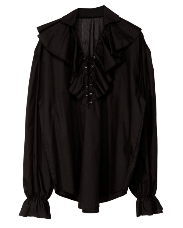 horrorshop com renaissance piratenhemd schwarz rueschenhemd als kostuemzubehoer gothic shirt mit rueschen bild1 27006