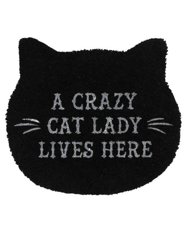 schwarze cat lady fussmatte in katzenform cat lady black cat shapped door mat 51197 01