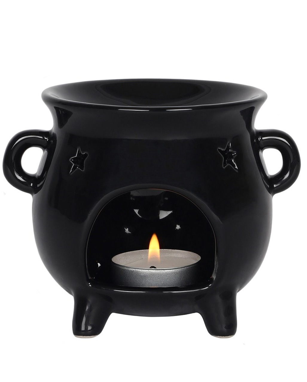 schwarze hexenkessel teelichthalter duftlampe witches cauldron oil burner tealight holder gothic deco 50667 01