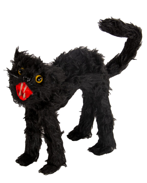 schwarze katze 30cm black cat halloween decoration halloween deko boese katze 55384 01