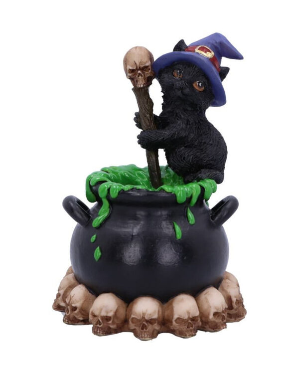 schwarzes kaetzchen mit hexenkessel black witches cat with witches cauldron halloween tischdekoration 50846 01