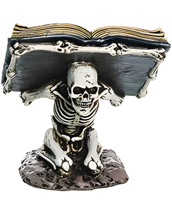 skelett mit book of spells dekofigur skeleton with book of spells figure skelett mit zauberspruchbuch 55745