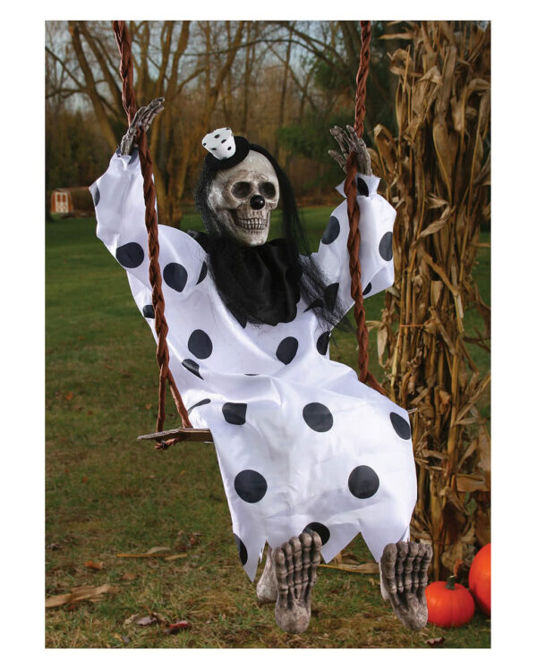 skelett clown auf der schaukel halloween dekoration horror haengedekoration skeleton clown on the swing decoration 26622