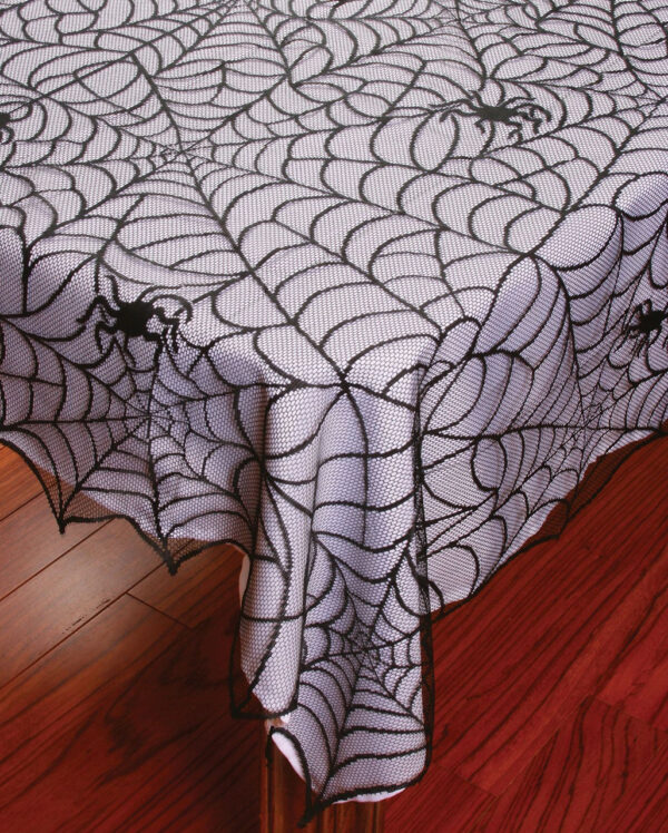 spinnweben spitzen tischdecke lace tablecloth spiderweb halloween tischdeko 52659