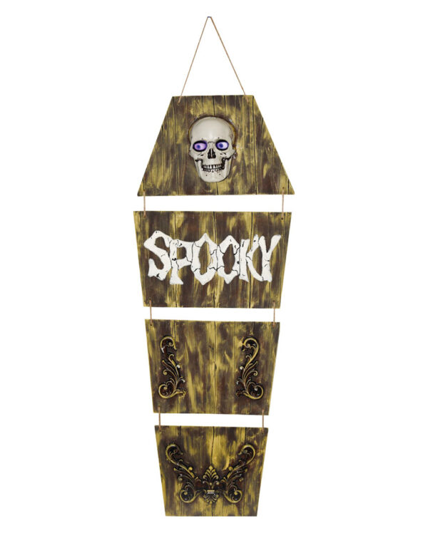 spooky sarg mit skull und animierten augen spooky coffin with skull and moving eyes halloween deko 52613 01
