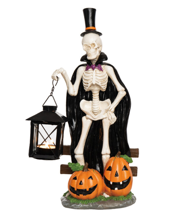 spooky teelichthalter skelett mit laterne 37cm spooky tea light holder skeleton with lantern halloween deko 54082