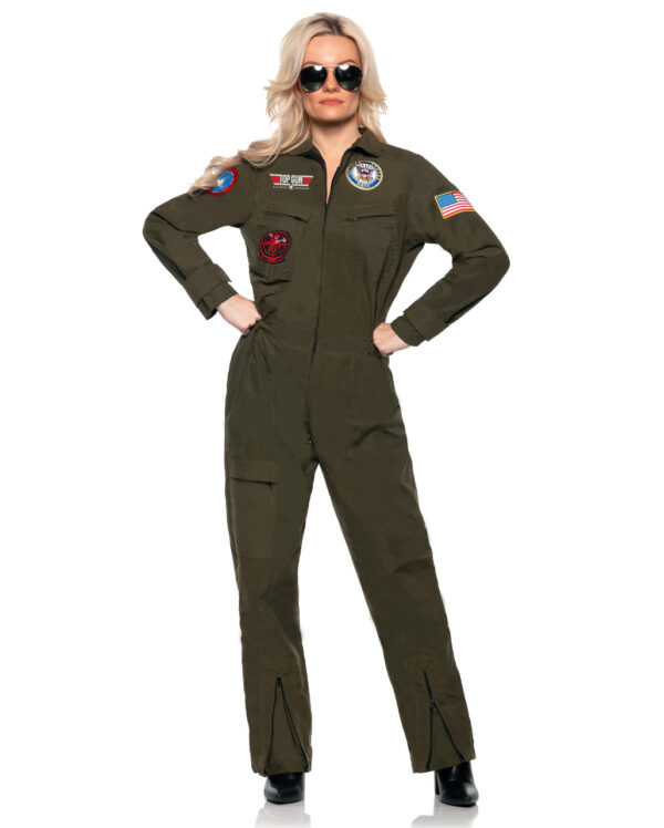 top gun jet pilot damen kostuemanzug top gun womens pilot jumpsuit kampfjet pilot airforce verkleidung 54387 2