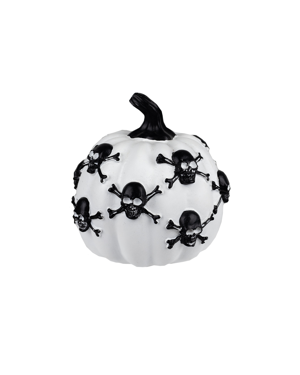 weisser kuerbis mit totenkoepfen 13cm white pumpkin with skulls halloween kuerbis deko 54696 neu 1