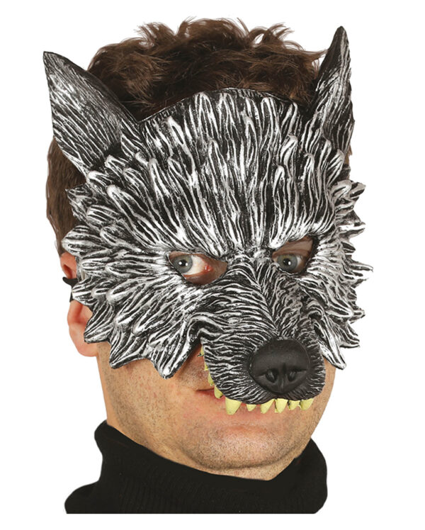 wolf halbmaske werwolf gesichtsmaske fuer halloween und fasching 28667