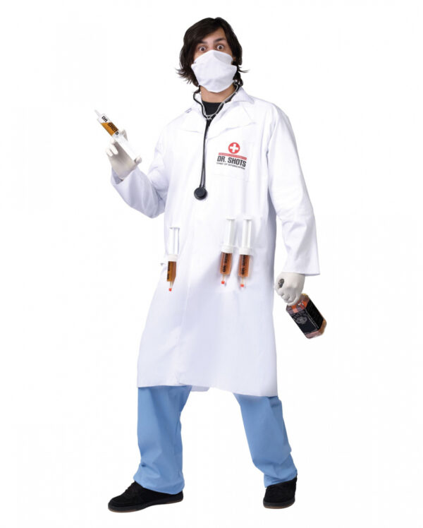 Dr. Shots Arzt Kostüm   Weißer Doktor Kittel  als Party-Kostüm