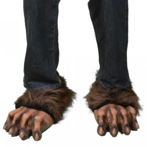 Braune Werwolf Füße mit Kunstfell für Fasching
