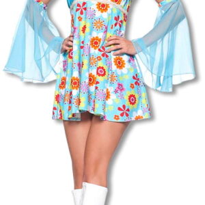 Flower Power Minikleid Extralarge   Hippie Kostüm im Woodstock