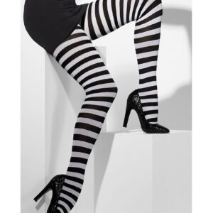 Sexy Strumpfhose schwarz-weiß für Karneval & Fasching