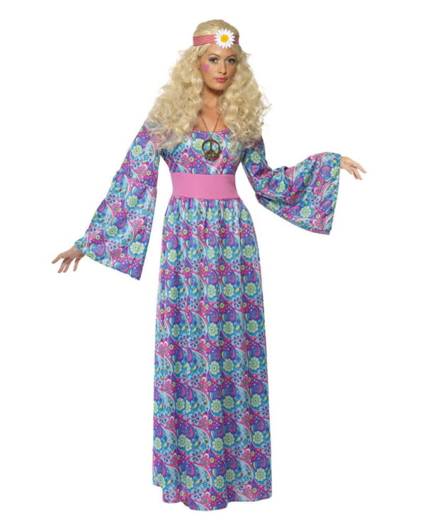 Flower Child Hippie Kostüm   Maxi Kleid im Hippie Style L