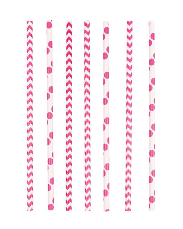 12 Papier Trinkhalme Pink ➤ Party Strohhalme