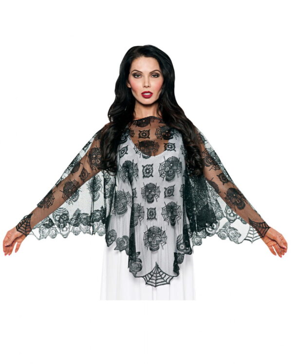 Day of the Dead Poncho mit Spitze  Halloween Mode