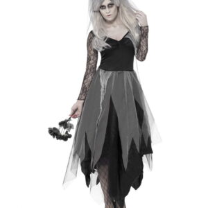 Geister Braut Kostüm mit Rosenschleier für Fasching & Halloween XXL