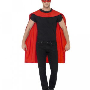 Roter Umhang mit Augenmaske als Superhelden Kostüm