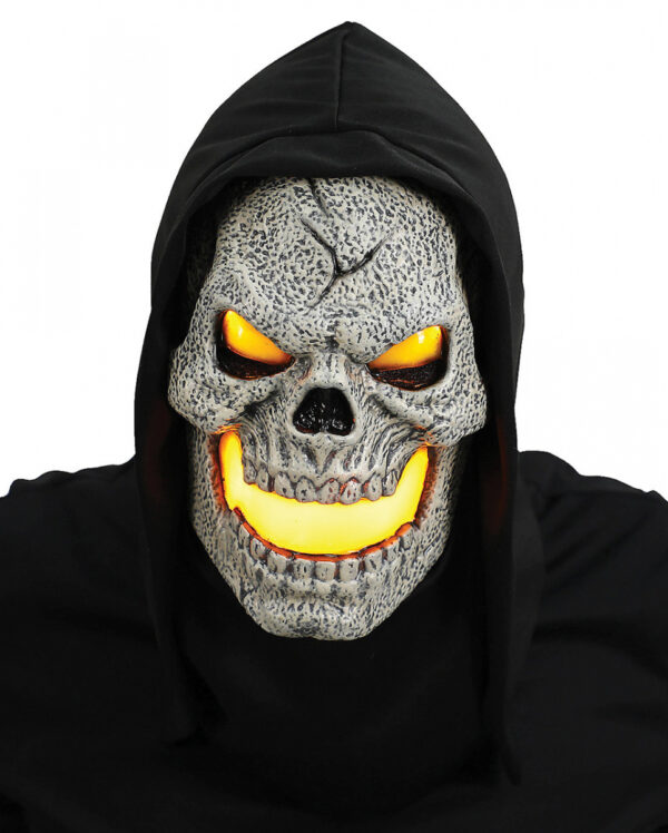 Gelbe Flammen Skull LED Maske kaufen