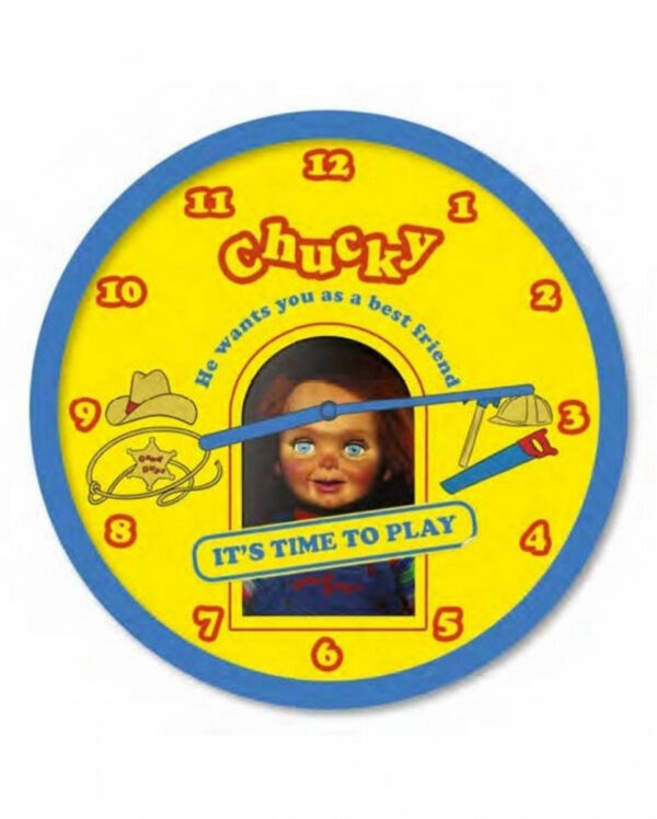 Chucky Wanduhr 25cm für Grusel Fans