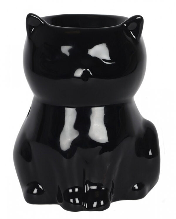 Schwarze Katze Duftöl Teelichthalter  Gothic Tischdeko