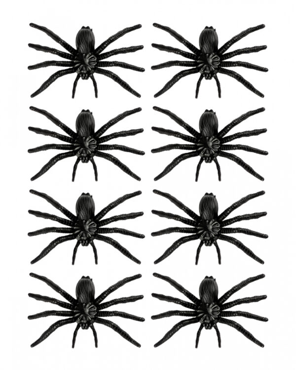 8 schwarze Spinnen  Halloween Insekten Deko