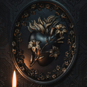 Heiliges Herz Gothic Wandbild mit Lilien 20cm ★