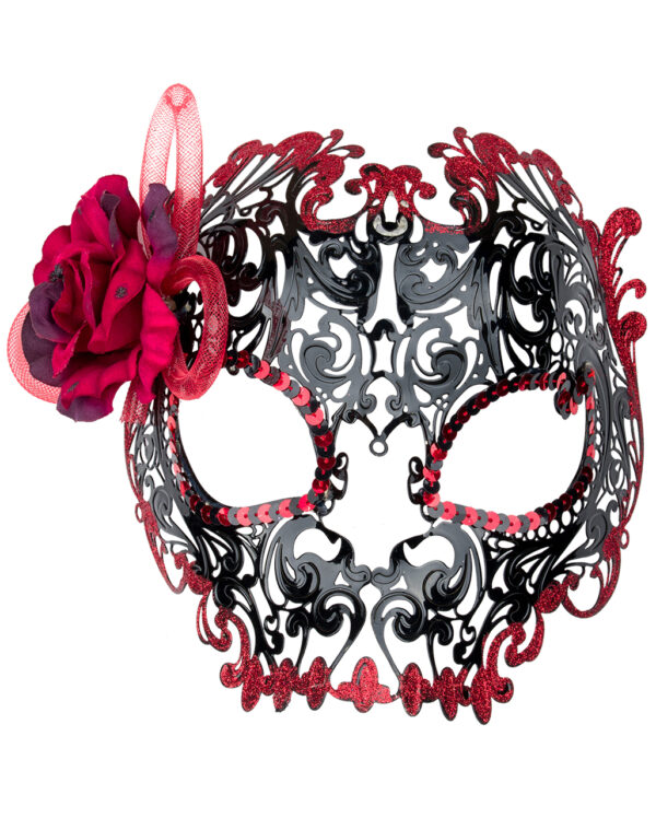 dia de los muertos halbmaske mit rose day of the dead half mask with rose tag der toten totenkopf maske 56568 1