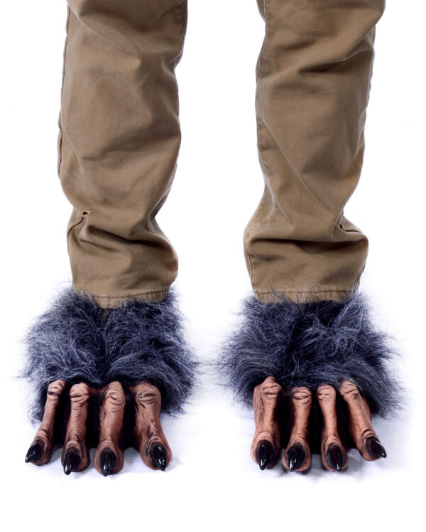 frostgraue werwolf fuesse als schuhcover frost grey werwolf feets with claws kostuemzubehoer 56642 01