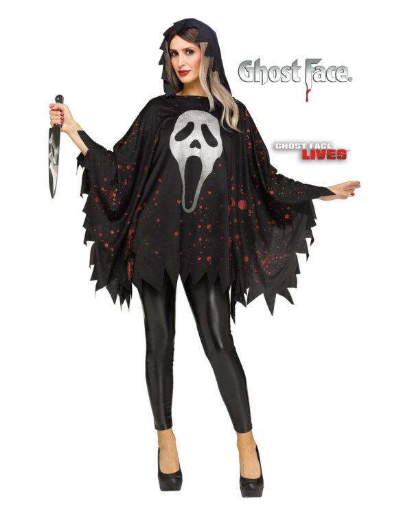 ghost face glitzer poncho glittering ghost face poncho adult halloween kostuem poncho scream 54207