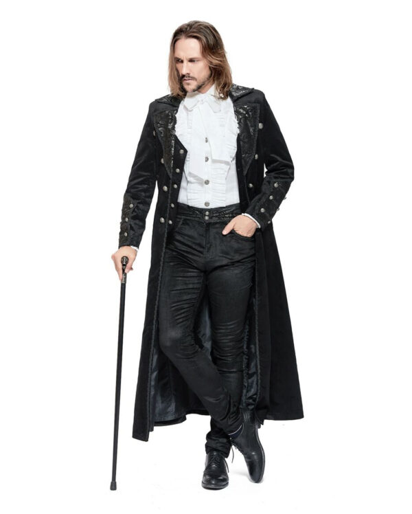 gothic vampir piraten mantel gothic samtmantel schwarzer herrenmantel 54312 01