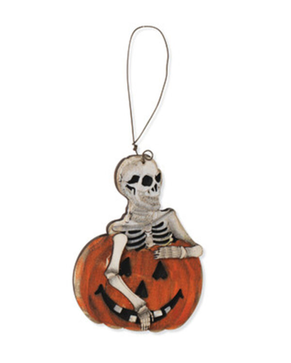 halloween holz ornament skelett in kuerbis 8cm weihnachtskugel halloween fan christbaumschmuck halloween 54292