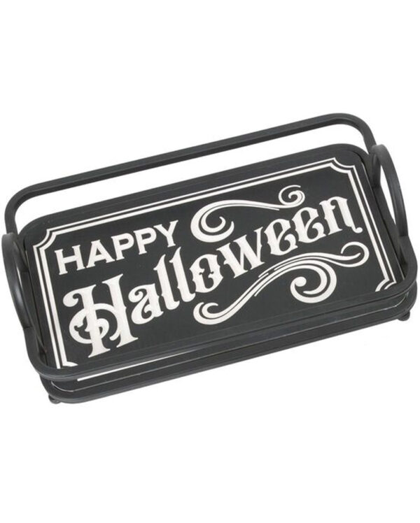 happy halloween holz tablett wood and metal happy halloween engraved tray halloween serviertablett 54288